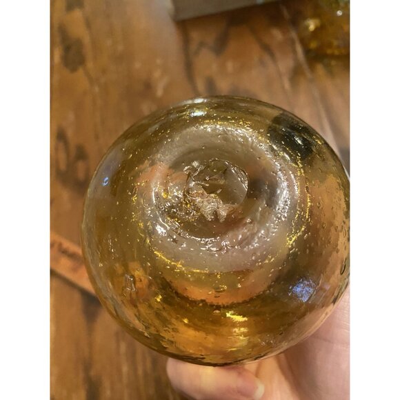 Vintage Amber Glass Creamer Pitcher With Swirl Design & Handle - Picture 4 of 4